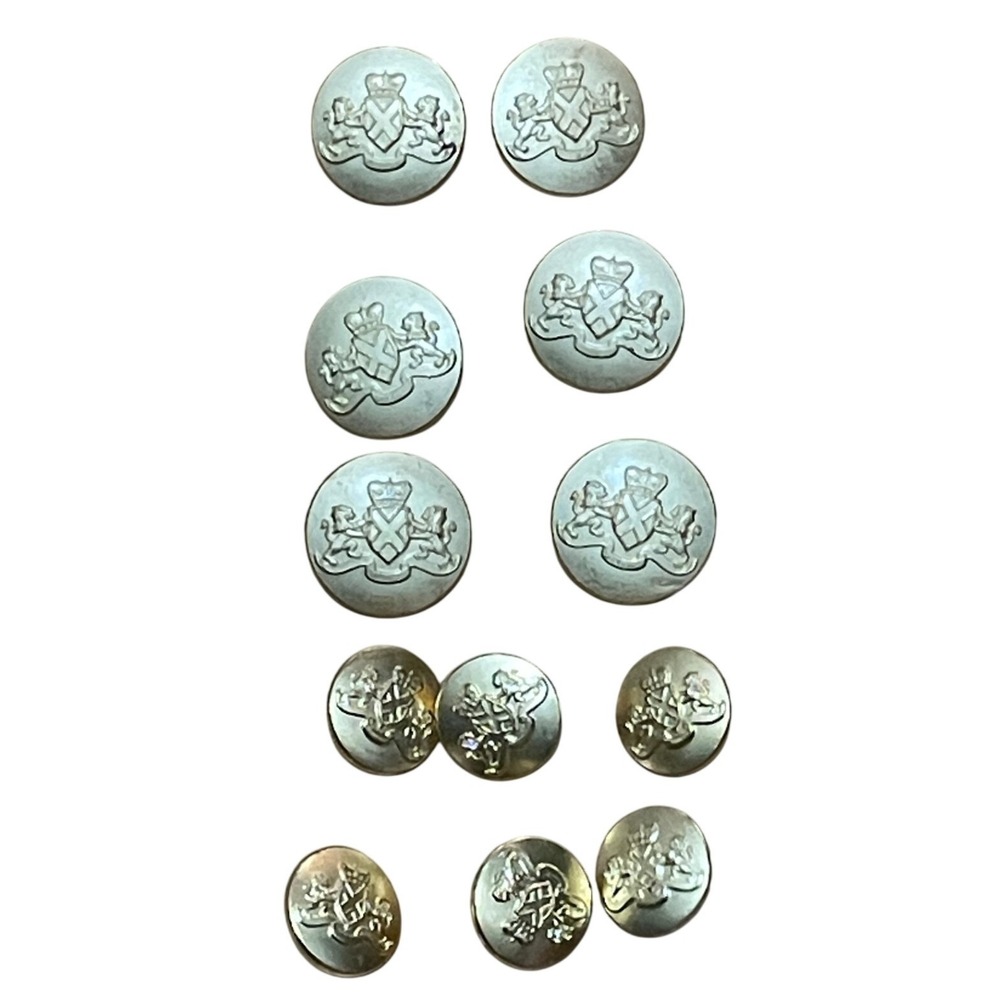 VTG Brooks Brothers Gold Crest Buttons Full Set Lion Crown Military Replacement